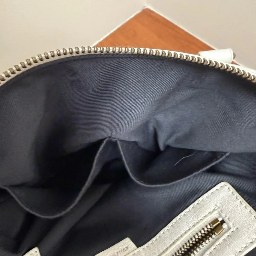 JOELLE HAWKENS WHITE SNAKE  LEATHER SHOULDER BAG - 34 INCH  CROSSBODY STRAP
